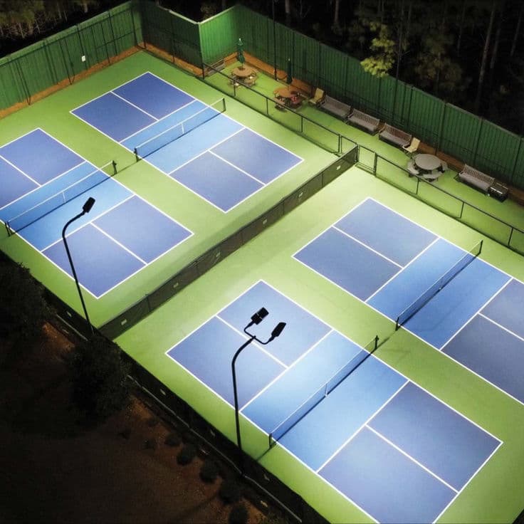 Match in progress, full court wide angle